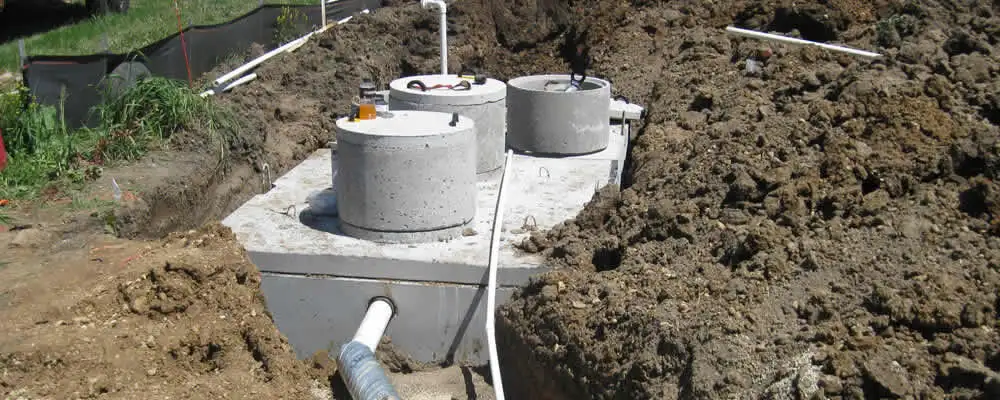 Septic system repair and installation site with tank access ports in Mountain View, CA